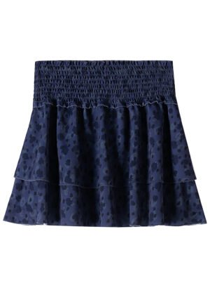 Waist-cinched printed short skirt